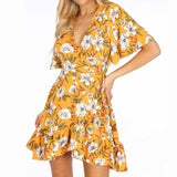 Floral Print Ruffle Beach Dress