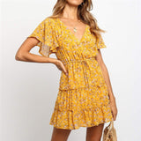Boho Style Women Floral Print Chiffon Dress