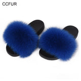 Fox Fur Slipper Women Slides