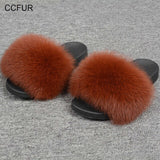 Fox Fur Slipper Women Slides