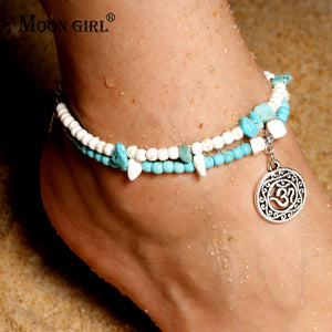 Rune Natural Stone Beaded Anklets