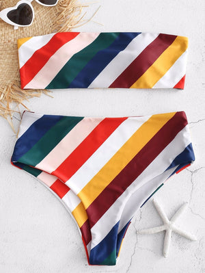 Bandeau Bikini Strapless Striped