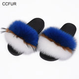 2019 New Fox Fur Slides Mix Colors
