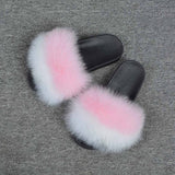 2019 New Fox Fur Slides Mix Colors