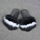 2019 New Fox Fur Slides Mix Colors