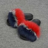 2019 New Fox Fur Slides Mix Colors