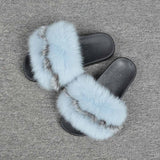 2019 New Fox Fur Slides Mix Colors
