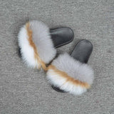 2019 New Fox Fur Slides Mix Colors