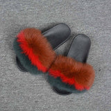 2019 New Fox Fur Slides Mix Colors