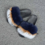 2019 New Fox Fur Slides Mix Colors