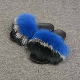 2019 New Fox Fur Slides Mix Colors