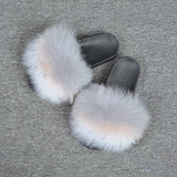 2019 New Fox Fur Slides Mix Colors