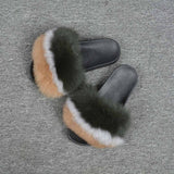 2019 New Fox Fur Slides Mix Colors
