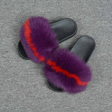 2019 New Fox Fur Slides Mix Colors