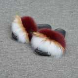 2019 New Fox Fur Slides Mix Colors