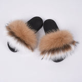 2019 New Fox Fur Slides Mix Colors