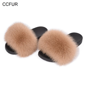 Women's Fox Fur Slippers