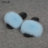 Women's Fox Fur Slippers