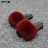 Women's Fox Fur Slippers