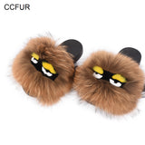 2019 New Women Fox Fur Monster Slipper