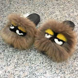 2019 New Women Fox Fur Monster Slipper