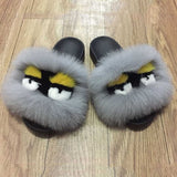 2019 New Women Fox Fur Monster Slipper