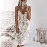 2019 New Beach White Lace Dress