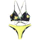 Orange Print Criss Cross Bikini Set