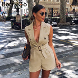 Elegant sashes khaki playsuit dresses