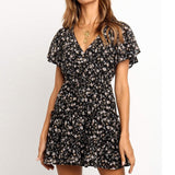 Boho Style Floral Print Beach Chiffon Dress