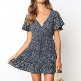 Boho Style Floral Print Beach Chiffon Dress