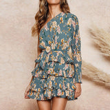 Bohemian Floral Print Summer Beach Dress one shoulder