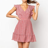 Dot Print Boho Style Chiffon Beach Dress