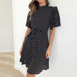 Polka Dot Dress Women Summer Boho Beach Chiffon Mini Dress