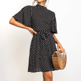Polka Dot Dress Women Summer Boho Beach Chiffon Mini Dress